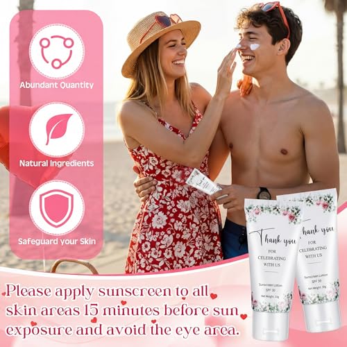 Image of 24 Pcs Travel Size Mini Sunscreen Bulk for Summer Vacation Spf 30 Water Resistant Sunscreen Lotion Sunblock for Thank You Gifts Hawaiian Wedding Pool Party Favor (Floral)