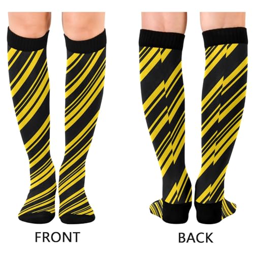 Black Yellow Striped Women's Compression Socks for Women Men Knee High Socks Long Circulation2