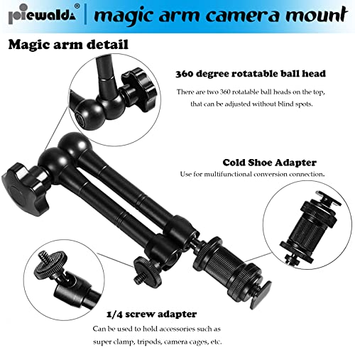 Image of Niewalda Magic arm Camera Mount ,articulating arm- 11 Inch Metal Adjustable Friction Articulated arm with Super Clamp /Phone Clip, for Various Action Camera /DSLR /LCD Monitor /LED Lights /Cell Phone