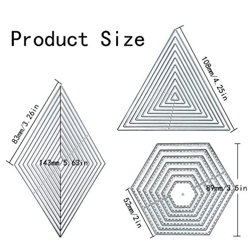 3 PCS Cutting Dies Stencil Metal Template Molds, TuNan Embossing Tools for Scrapbook Album Paper DIY Crafts Card Making - (Triangle, Hexagon, Diamond)
