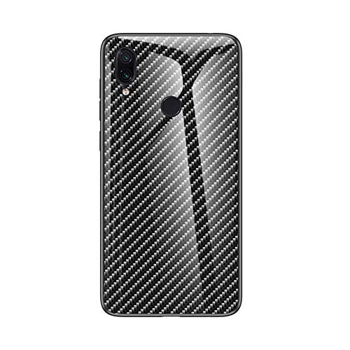 MadBee Cover per Huawei Enjoy 9 Plus [con Pellicola Proteggi Schermo],Custodia Protettiva in Vetro Temperato 9H[Modello di Fibra]+ Cornice Paraurti in Silicone Morbido Cover Case (Nero)