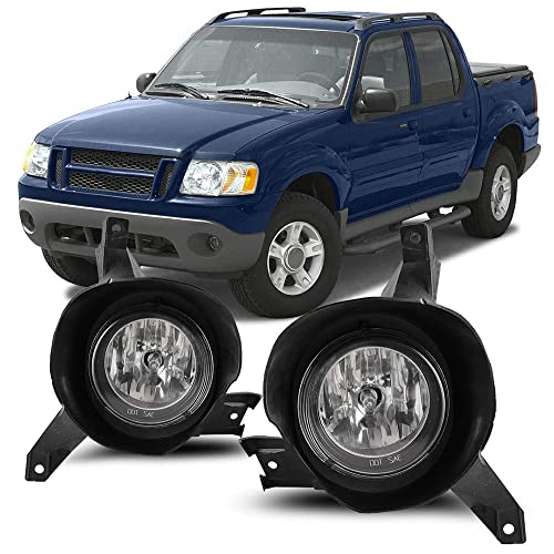 CPW Fog Lights Compatible with [2001 2002 2003 2004 2005 Ford Explorer Sport Trac] Clear Lens Driving Fog Lights