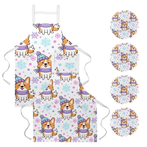 Lot de 2 tabliers de cuisine ajustables avec 4 broches amovibles