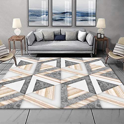 Tapis salon extra large rectangle 140x200 cm à motif triangle marbre - 2