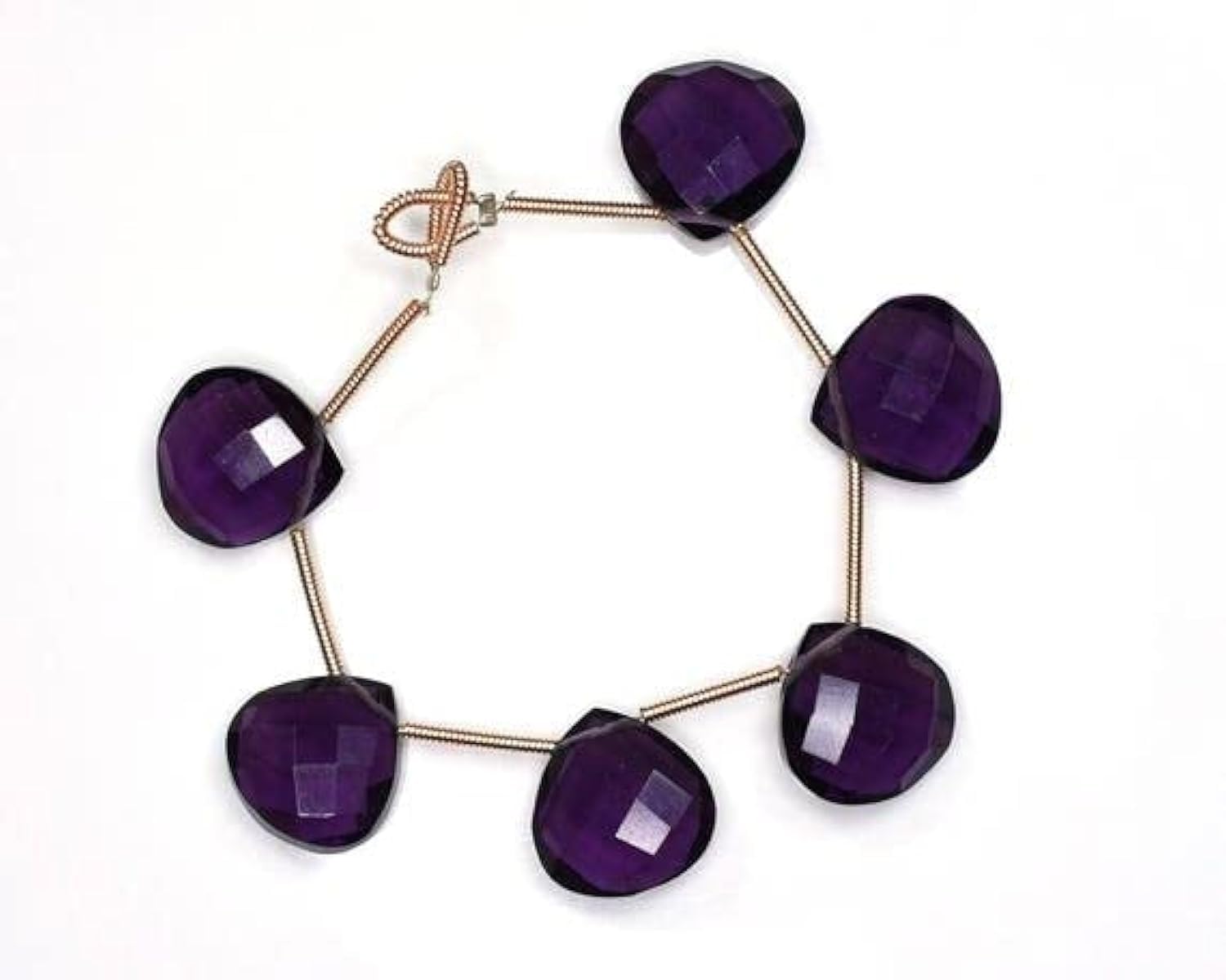 LKBEADS 2 Strands Combo AAAA Vivid 14mm 6 Matched Pairs Vivid Amethyst Quartz Microfaceted Heart Briolette Beads
