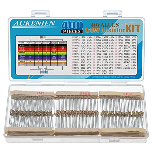 AUKENIEN 1/8W Kit de Resistencias 40 Valores 0 a 2,2M Ohm Resistencia Película de Carbono 5%