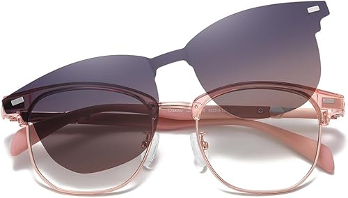 Gafas de sol con bloqueo de luz azul con clip polarizado, lentes para hombres y mujeres, marco de metal magnético multiusos