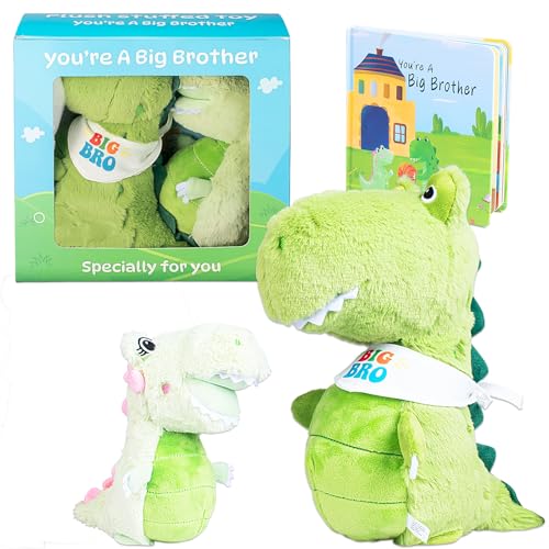 JAJOAGIA Big Brother Gift for Boy for Older Siblings of New Baby Includes Plush Dinosaur with Storybook Ideal Birthday & Special Occasion Gift for Boys (Big Brother/Little Sister)