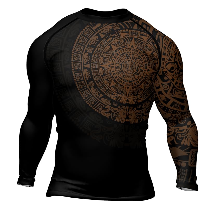 Aztec Ranked Long Sleeve Rash Guard Men's Baselayer Compression Shirt for MMA BJJ Jiu Jitsu2