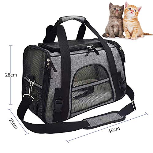 Pet Carrier Bag Foldable Cat Carrier Bag with Removable Mat and Breathable Mesh for Kitten (43.5 * 25 * 28cm) - Image 7