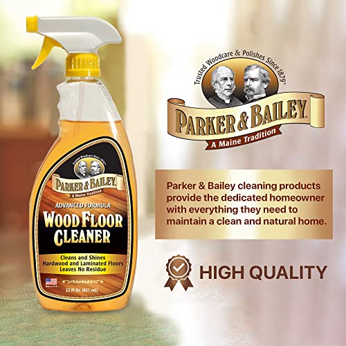Parker & Bailey Wood Floor Cleaner – Use On Hardwood, Laminated Or Faux Finished Floors. Shine Restorer Protector, Surface Cleaner Supplies Home Improvement, Natural Look, Cuts Grease 22 Oz #TOP1