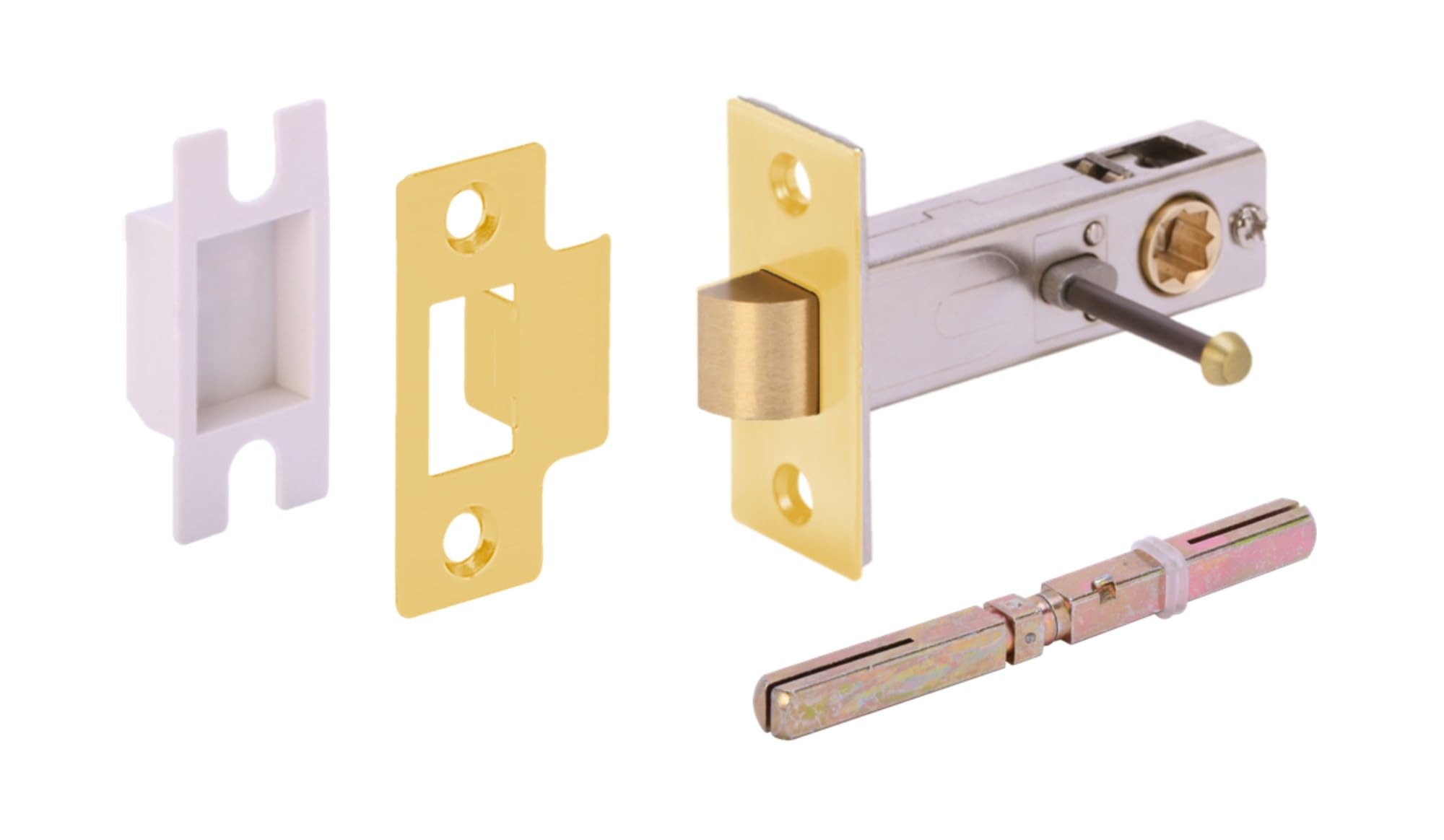 HANDLEZONE® 76mm Privacy Latch, Premium Tubular Latch, Catch for Internal Timber Doors - Satin Brass