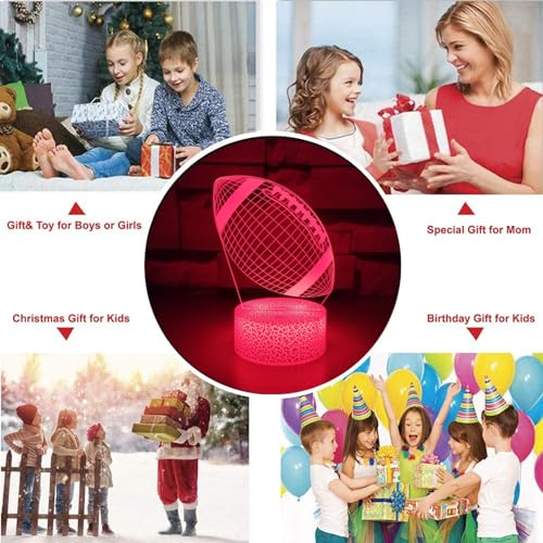 Image of i-CHONY Football Gift Night Light for Kids Boys Girls Teens,Dimmable Led 3D Illusion Lamp,Birthday Holiday Xmas Gift,Football Sport Fan Children's Room Decorations