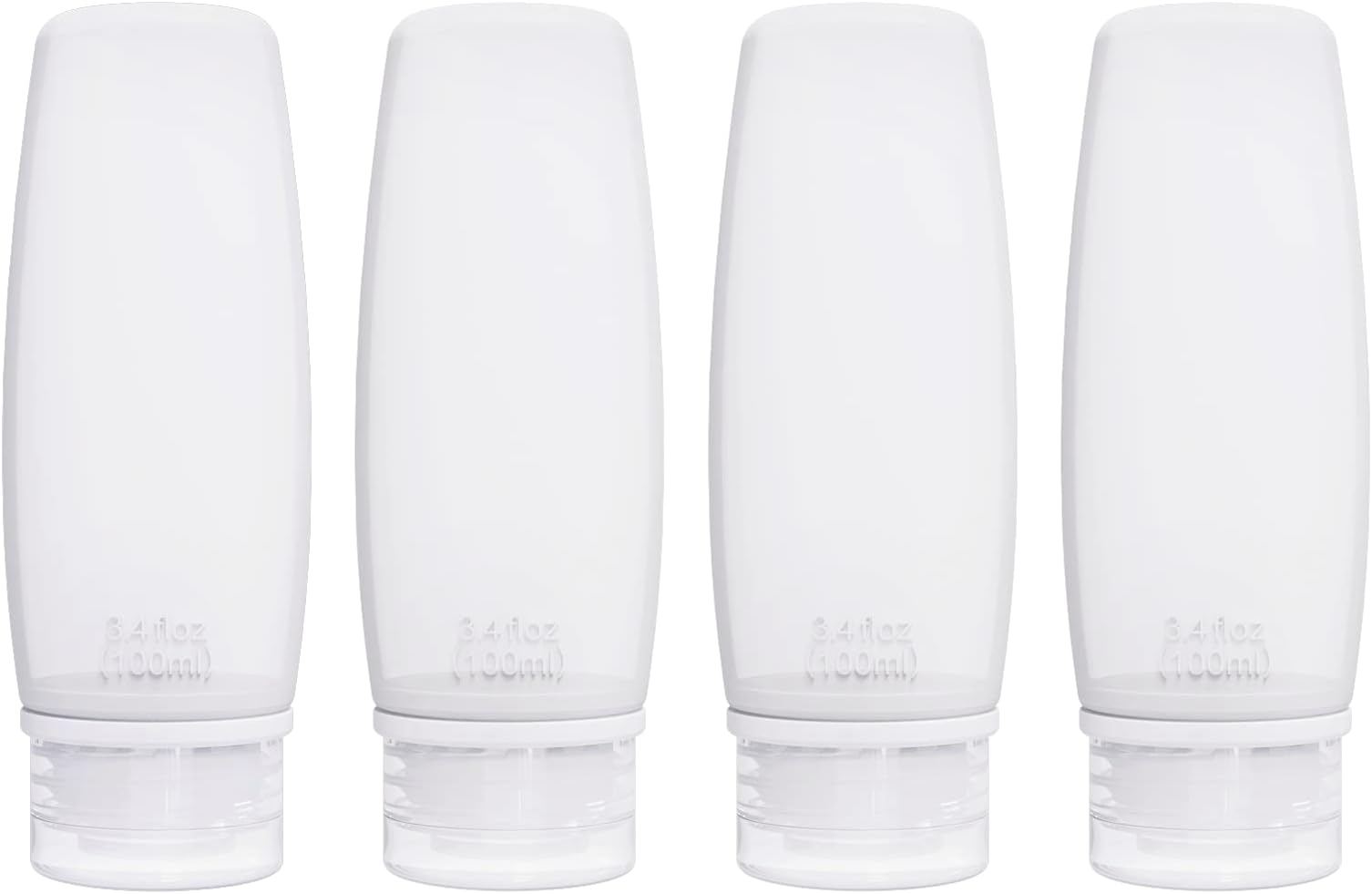 Silicone Travel Bottles for Toiletries TSA Approved Travel Size Containers Set 4 Pack Portable Leak Proof Refillable Cosmetic Squeeze Bottles Shampoo Hair Conditioner Body Lotion Bath Shower Gel