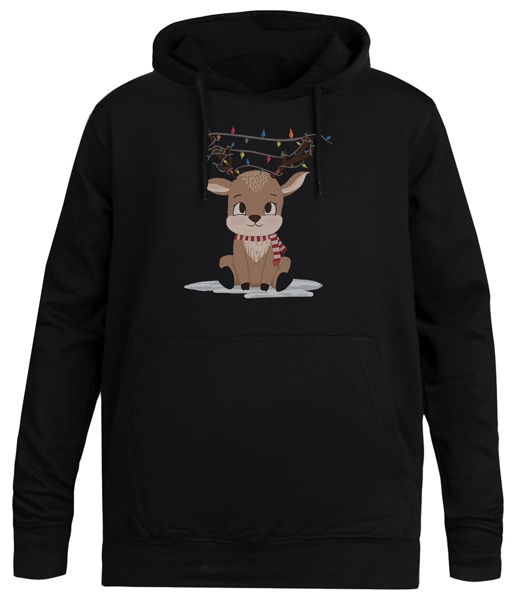 Reno De Navidad Sudadera con Capucha Negra Unisex Sin Género Unisex Black Hoodie Men Women