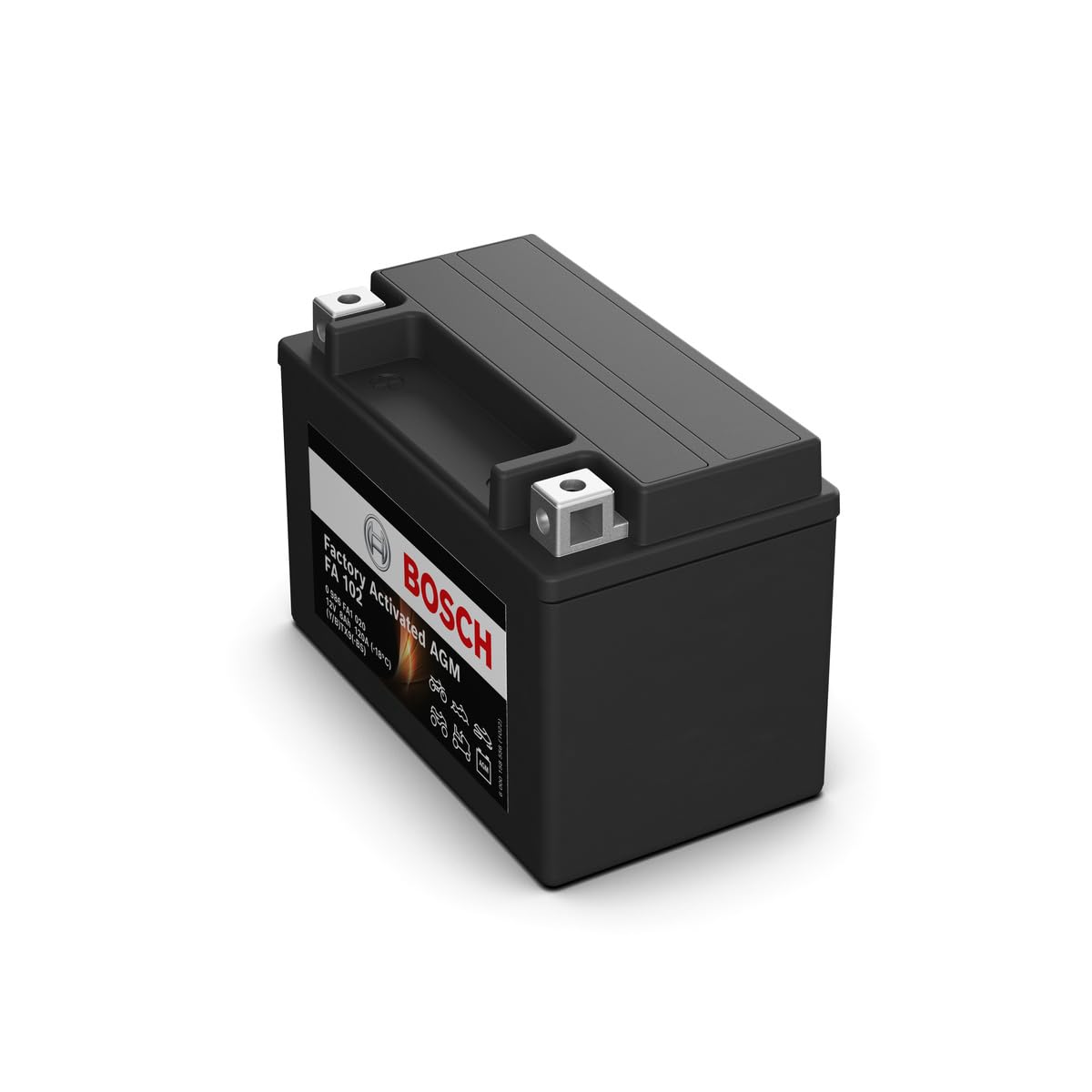 Bosch FA102 - Batteria AGM per motocicli - 12V 120A 8Ah - Adatta per moto, motociclette, enduro, scooter, quad, moto d'acqua - Compatibile M6010, BTX9-BS, BTX9