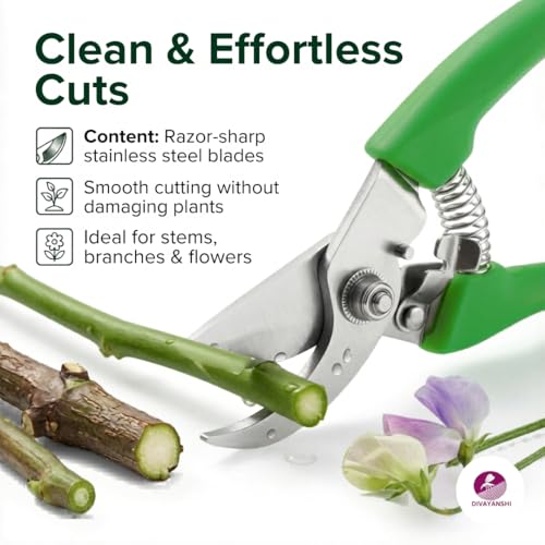 Image of Divayanshi Garden Cutter | Sharp Steel Blade Plant Cutter | Easy Grip Hand Tool | Perfect for Cutting Plants, Flowers & Small Branches