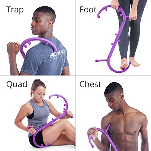 Body Back Buddy Classic - Trigger Point Back Massager, Full Body Muscle Pain Relief, Handheld Massage Stick, Massage Cane, Instructions Included (Purple Marbled) - Thumbnail 4