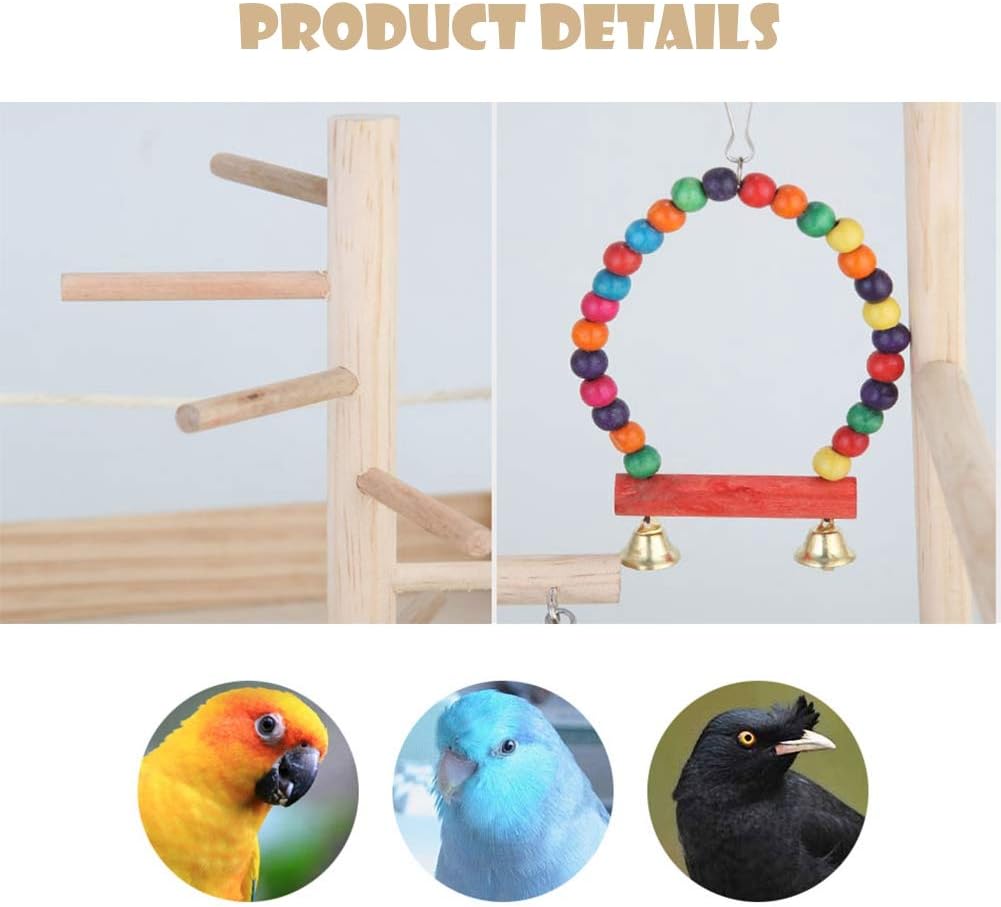 Parrot Playstand Bird Play Stand，Cockatiel Birdcage Stands Wood Perch，Conures Playground Gym Playpen with Ladder Swing Rope Stands Bell Chewing Toys Exercise Play，Best for Cockatoo Macaws African Grey : Pet Supplies