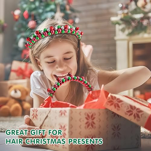 Aucpod 2 Pack Christmas Headband Christmas Bell Hairband Red Green Silver Tone Christmas Holiday Bells Fashion Headband For Women Girl Christmas Hair Accessories thumb #5