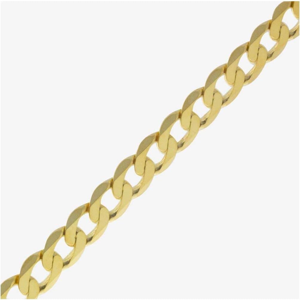 Blue Apple Co. 7.5MM Yellow Tone Flat Curb Chain .925 Solid Sterling Silver Sizes 8-30"