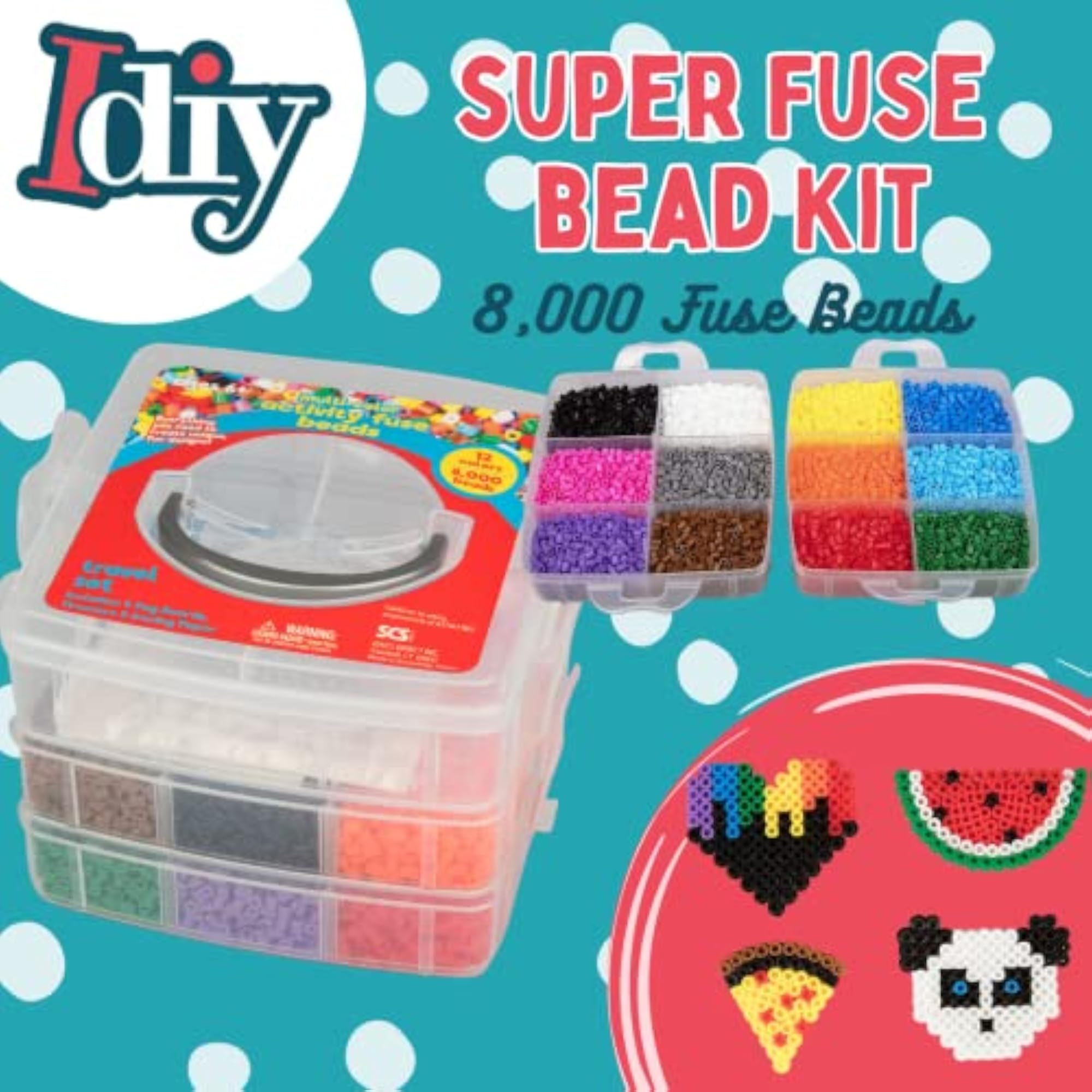 8,000pc Fuse Bead Super Kit - 12 Colors, Complete Set