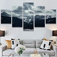 SIGNWIN 5 Panel Canvas Wall Art Snow Mountain for Home Decorations Ready to Hang - 60