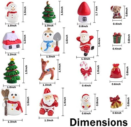 LOKIPA 16 Christmas Miniature Ornaments Decorations Kit,Christmas Mini Resin Ornaments Figurine for Snowy Winter Fairy Garden Dollhouse Decoration