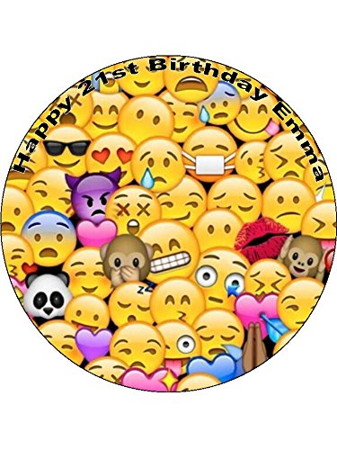 CakeThat Essbarer Tortenaufleger aus Zuckerguss mit Emoji-Motiv, personalisierbar, 19,1 cm