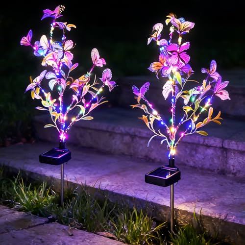 Lampes solaires pour jardin extérieur : 2 pièces papillons solaires extérieurs, lampes de jardin décoratives étanches, lampes solaires LED lumière...
