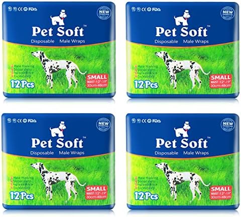 Pet Soft Disposable Male Dog Wraps - Dog Diapers for Male Dogs, Puppy Diapers 48pcs Small