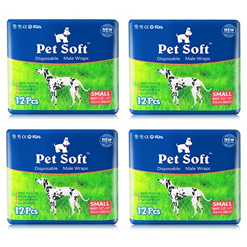 Pet Soft Disposable Male Dog Wraps - Dog Diapers For Male Dogs, Puppy Diapers 48Pcs Small #TOP3