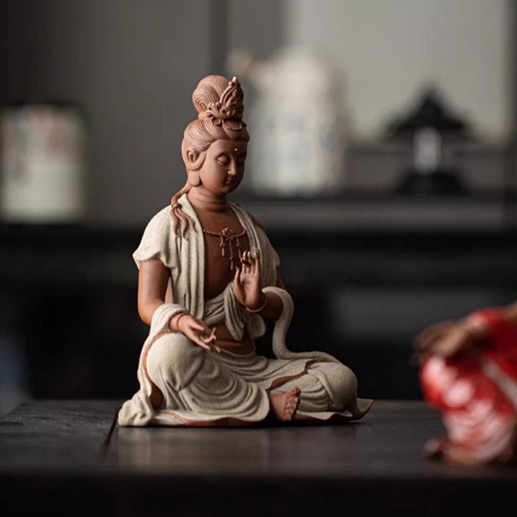Posąg Buddy do wnętrz chiński Zen Bodhisattwa Statua Ozdoby do domu Wejście Salon Dom Rzemiosło Ceramiczne Medytująca Statua Buddy Figurka Rzeźba