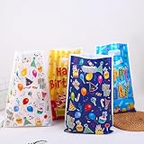 PRECORN 50 x torebki na prezenty urodzinowe dla dzieci – torebki Happy Birthday z uchwytem 25 x 16 cm – torebki na słodycze, upominki i dekoracje urodzinowe dla dzieci