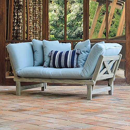 Cambridge Casual West Lake Outdoor Convertible Sofa Daybed, Solid Wood, Weathered Gray/Blue