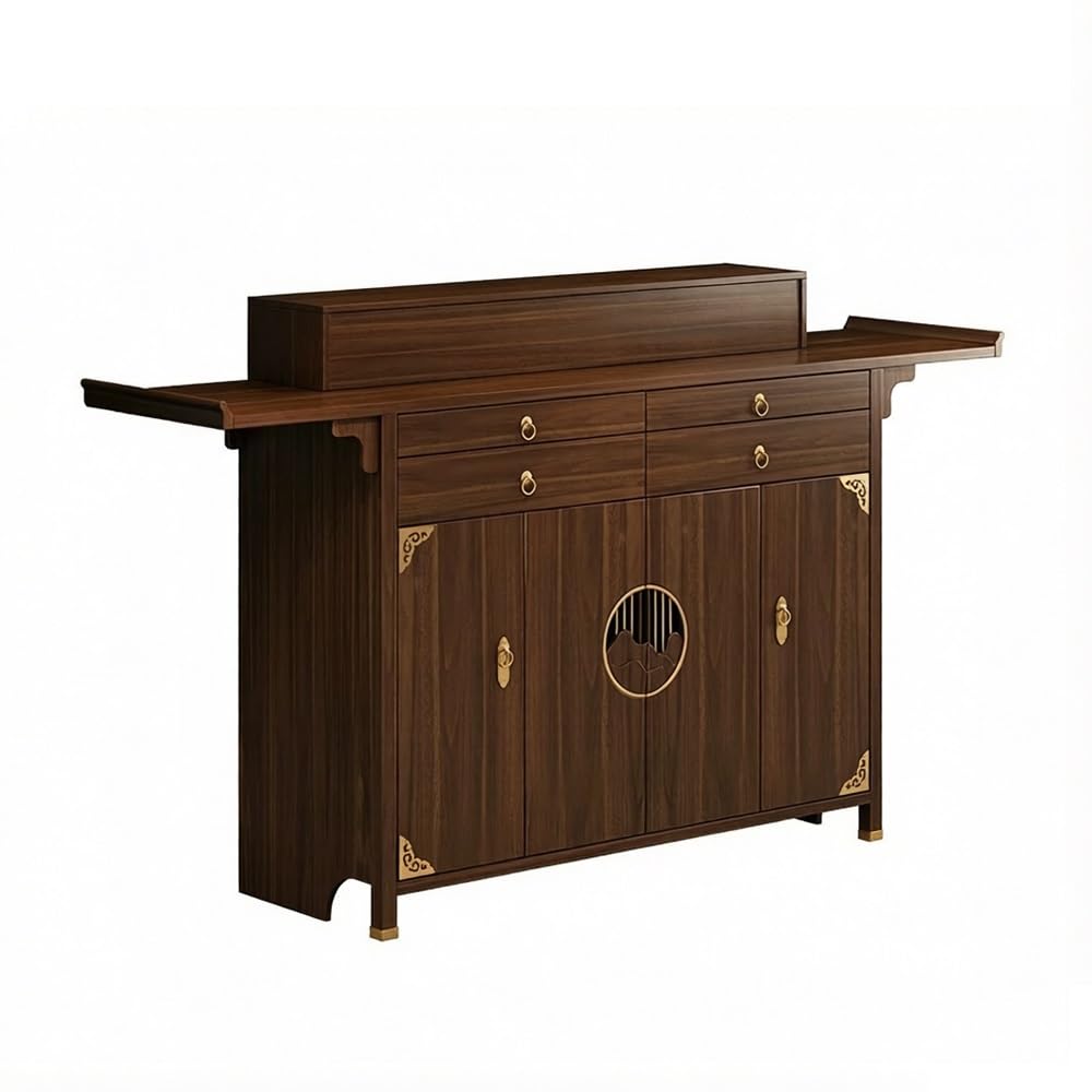 buddha statue display table Wooden Altar Display Stand with Drawers