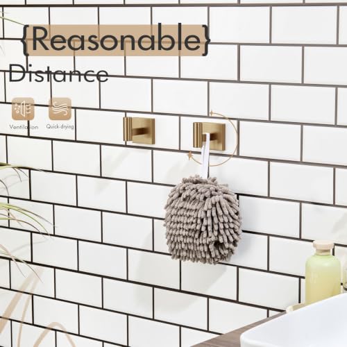 Image of KOKOSIRI Robe Hooks for Bathrooms Towel Hook, Wall Mounted Coat Hooks Bathroom Hardware 2 Pack Champagne Bronze Stainless Steel B1013CPG-P2