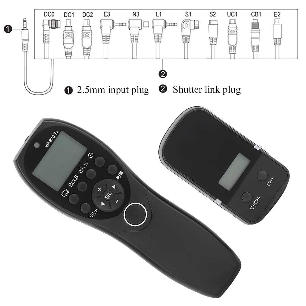 Tonysa Telecomando Wireless per Scatto Remoto, Trigger Timer Fotocamera 2.4GHz 32 Display LCD 100m, per R RP 80D 77D 70D
