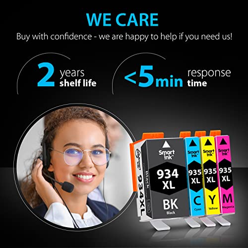 Smart Ink Compatible Ink Cartridge Replacement For Hp 934 Xl 935Xl 934Xl 935 High Yield 4 Combo Pack (Black & C/M/Y) To Use With Officejet 6220 6812 6815 6820 Officejet Pro 6230 6830 6835 Printers #TOP4