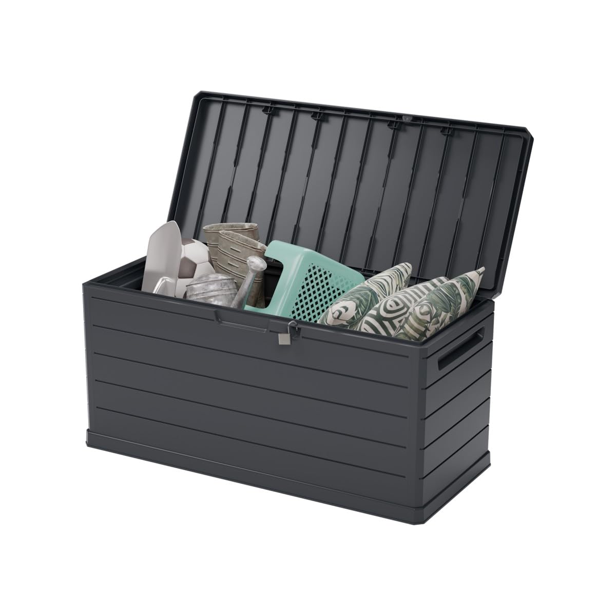 Art Plast - Baule di Stoccaggio Esterno 350L - Baule da Giardino Grigio 118,5x52x57cm - Maniglie di Trasporto - Resistente all'Acqua