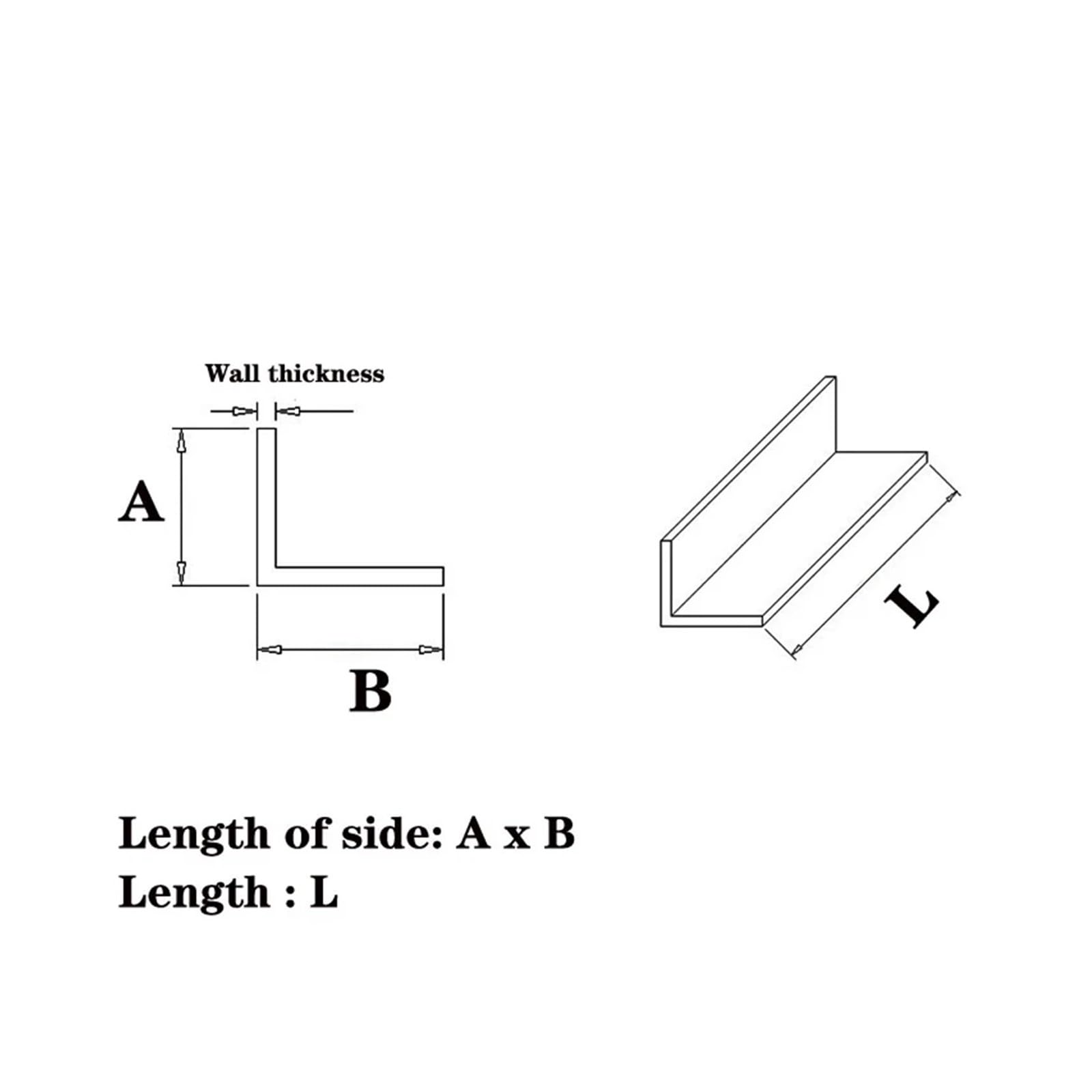 Perfil triangular de aluminio 6063 con ángulo recto, longitud de 500 mm, grosor de 2/3/4/5 mm, esquinas iguales en forma de L, borde de 90°(4x40x40mm)