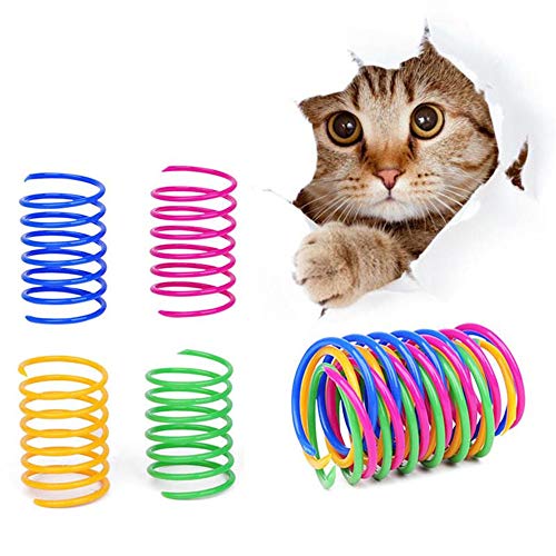 Brinquedos de mola para gatos Suxgumoe, 20 peças coloridas de plástico para animais de estimação e g