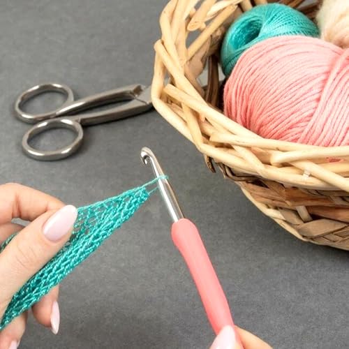 4 Stück Häkelnadel, 4 Größen Häkelnadel Set 7mm, 8mm, 9mm, 10mm mit Bunte Silikongriff 14 cm, Groß Häkelnadeln set für Anfänger und Häkelliebhaber