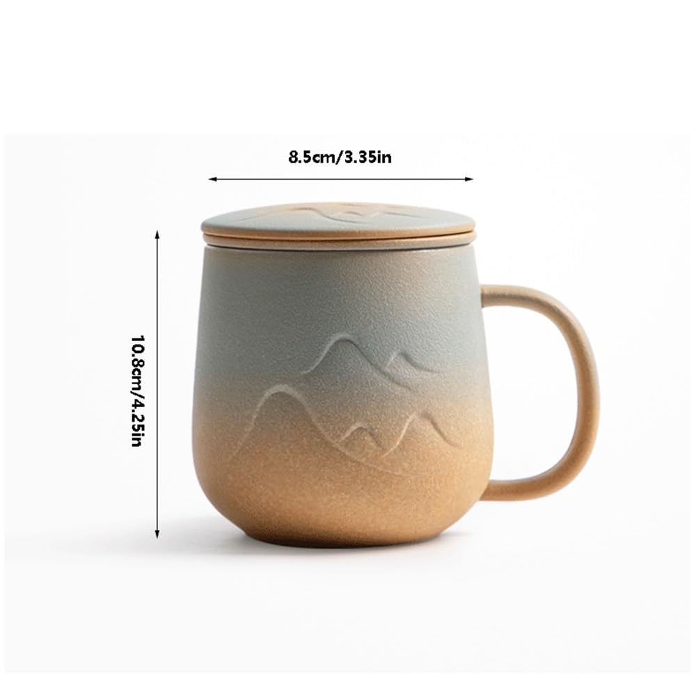 Tazas Taza con Tapa, Juego de 1 Taza café cerámica Filtro Interior, Capacidad 11.84 oz for la Oficina o for Regalar a Personas Mayores Tazas de Café(Negro)
