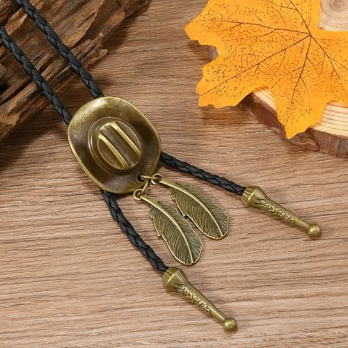 Image of Western Cowboy Bolo tie for Men Women Gold Silver Death Skull Moth Cross Bolo Tie Christmas Deer Rooster Wolf Necktie Gift