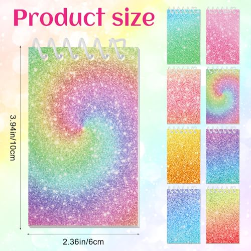 Image of Glenmal 24 Pcs Mini Notepads for Kids Party Favors Mini Tie Dye Note Pads Glitter Colorful Little Pocket Notepads for Girls Gift Classroom Rewards 20 Pages Each (Gradient Color)
