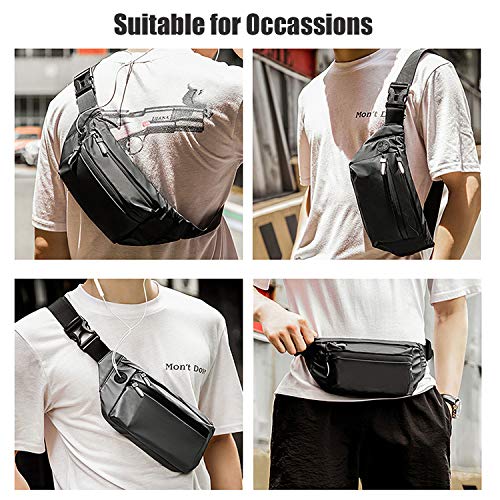 MOVOYEE-Water-Resistant-Fanny-Pack-for-Walking-Athletic-Hiking-Travel-Pocket-Running-Belt-iPhone-11-Pro-Max-Xs-Xr-8-7-6-Plus-Phone-Pouch-Waist-Bag-Men-Women-Leather-Sling-Chest-Bag-Over-The-Shoulder