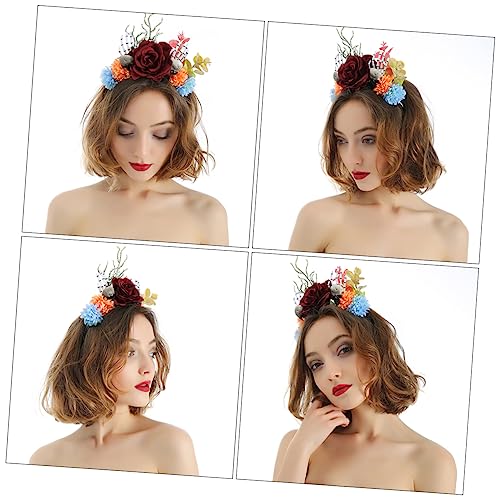 Amosfun 3Pcs Tiara De Halloween Flor Acessórios Para O Cabelo Caveira Esqueleto Dia Do Fim Headpiece