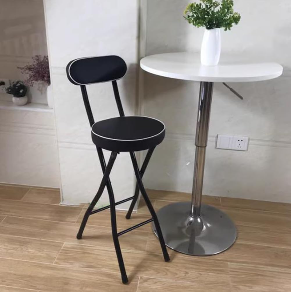 Folding Stool for Indoor Outdoor Upholstered Portable Bar Dining Chairs Counter Height Bar Stools Metal with Backs and Footrest Capacity 200Lbs