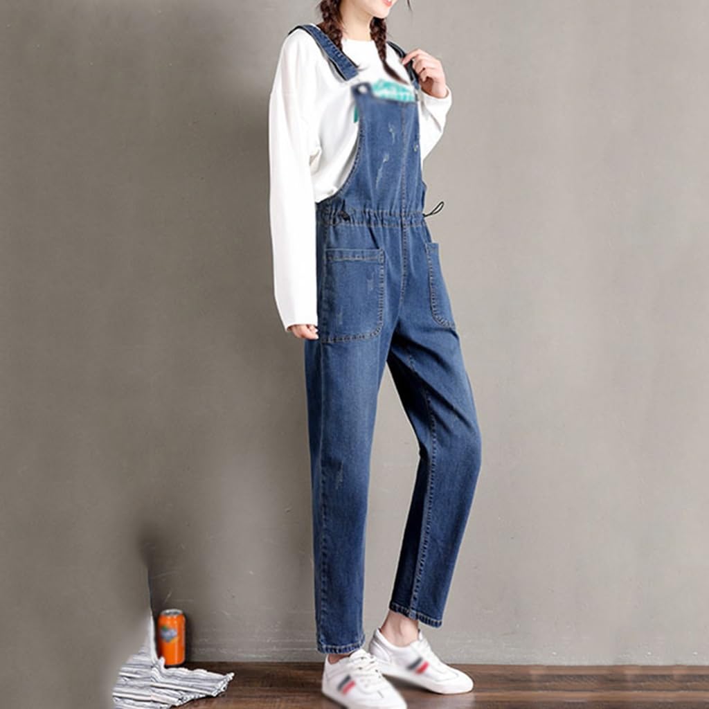 FaroLy Donna Maternità Salopette di Jeans Spalline con Bottoni Casual Senza Maniche a Gamba Larga Tuta Allentata con Tasche